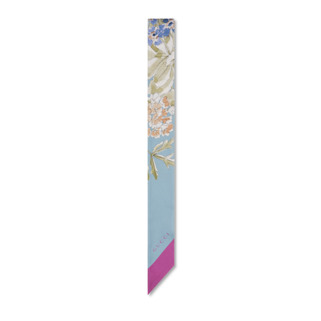 プリント シルクツイル ネックボウホワイト＆グリーン | GUCCI公式