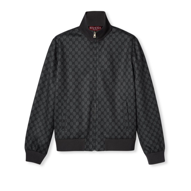 GG technical jersey zip jacket in beige and ebony | GUCCI® US