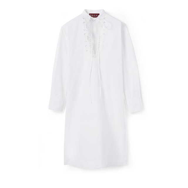 ワンピースその他 GUCCI White shirt dress in cotton Gucci White Shirt Dress In Cotton – LOZURI®