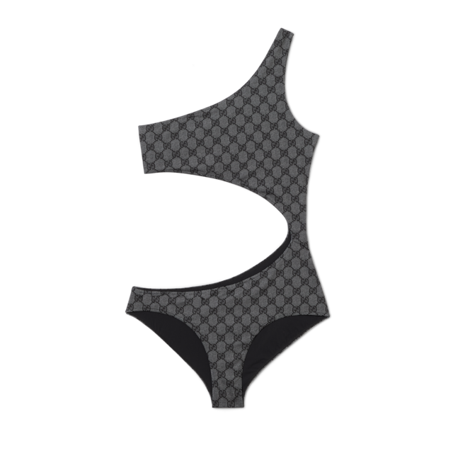 GG stretch jersey swimsuit in beige and ebony | GUCCI® US