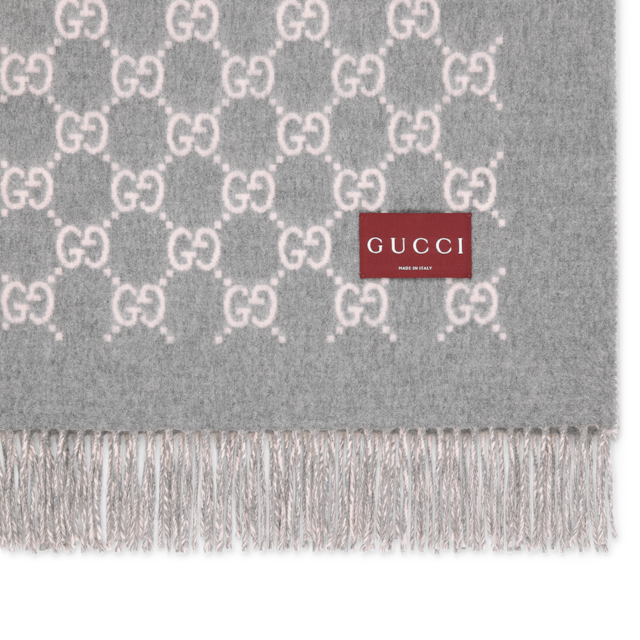 Reversible GG wool and cashmere blanket