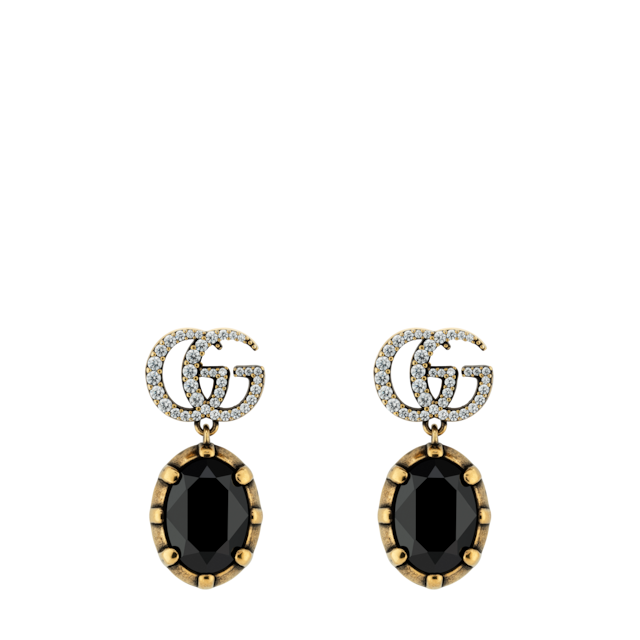 Crystal Double G earrings in clear | GUCCI® US