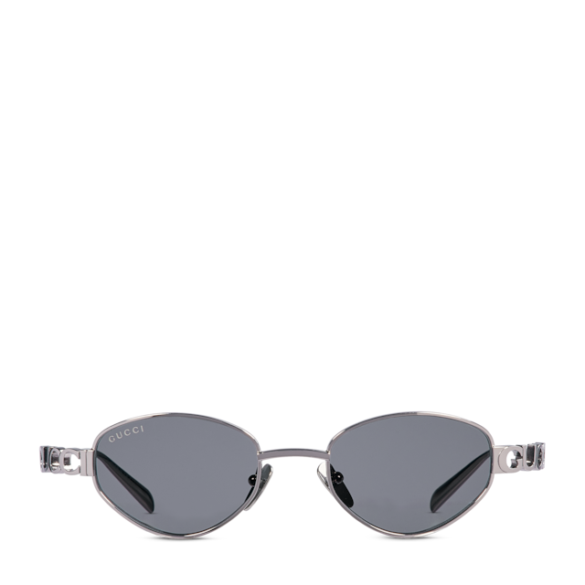 Oval frame sunglasses in silver-toned | GUCCI® US
