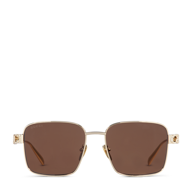 Square frame sunglasses in gold | GUCCI® US