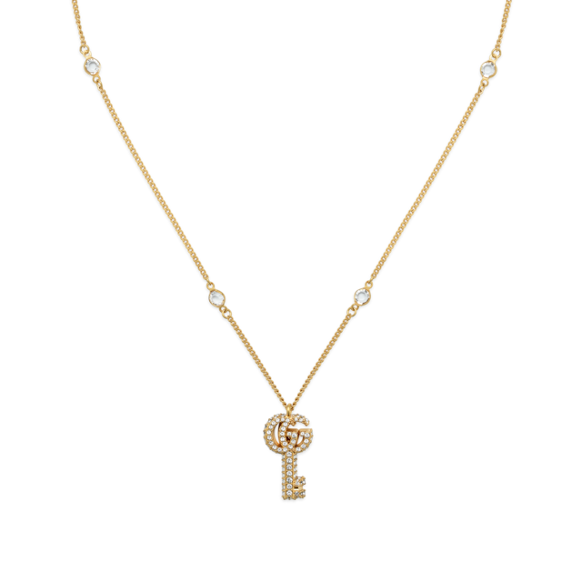 アクセサリーその他 GUCCI Woman Jewel Gold 629594 I4620 8078 GG Marmont pendant necklace in yellow gold-toned metal