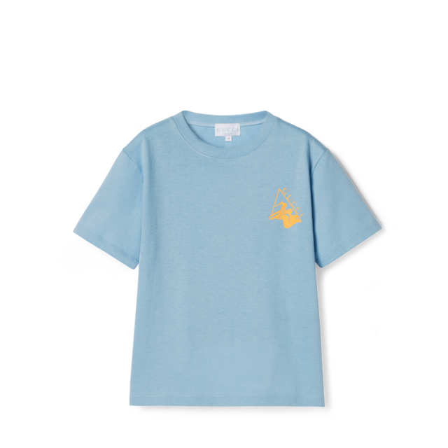 Children's cotton T-shirt with Gucci logo in white cotton