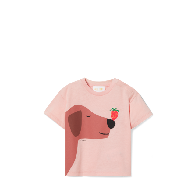 Baby printed cotton T-shirt in pink | GUCCI® US