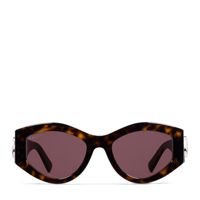 Oval frame sunglasses in black | GUCCI® US