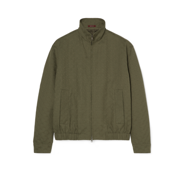 ブルゾン Gucci Olive Green Gg Fabric Jacket Cotton blend jacket in blue, ivory and red | GUCCI® SG