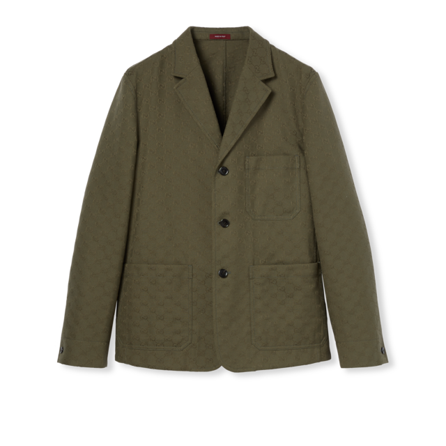 GG cotton blend formal jacket in blue | GUCCI® US