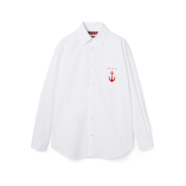 【GUCCI】GGジャカードコットンシャツ 832581XDDCG1000 プリント GGコットン ジャカード シャツレッド&ホワイト