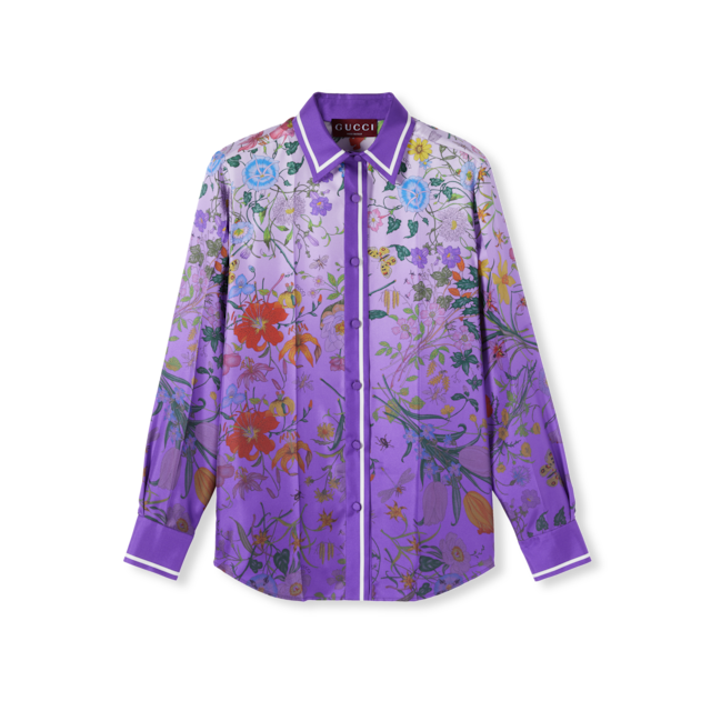 トップスその他 GUCCI Brown/purple printed cotton shirt Printed oversize cotton poplin shirt in brown and purple