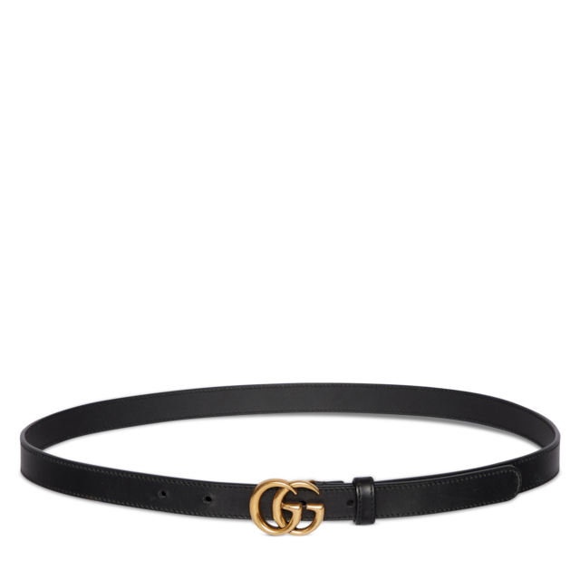 GGマーモント〕シャイニーバックル レザー ベルトブラック