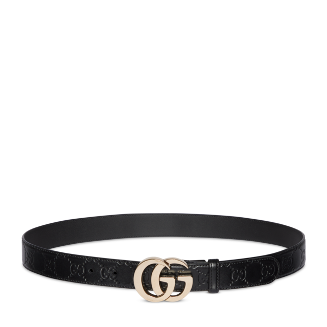 ベルト Gucci Gg Milano Shiny Leather Thin Belt GG Marmont thin leather belt with shiny buckle in black