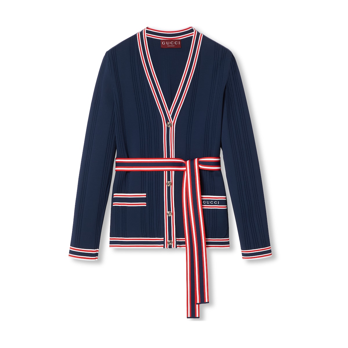 Gucci Self-tie Cardigan With Striped Trim