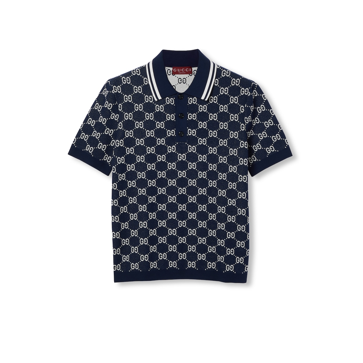 Gucci GG Cotton Knit Jacquard Polo Shirt