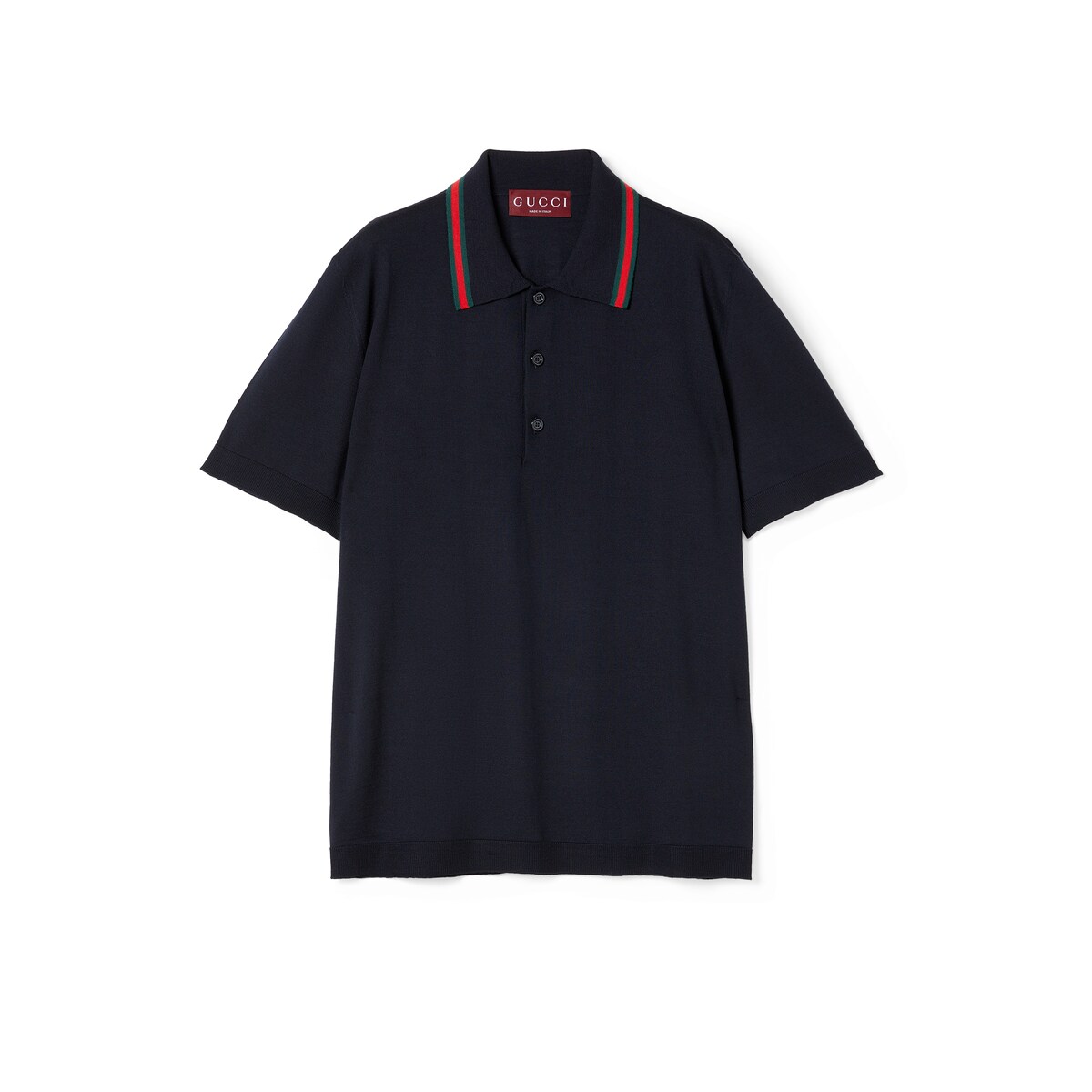 Wool Knit Polo Shirt With Web