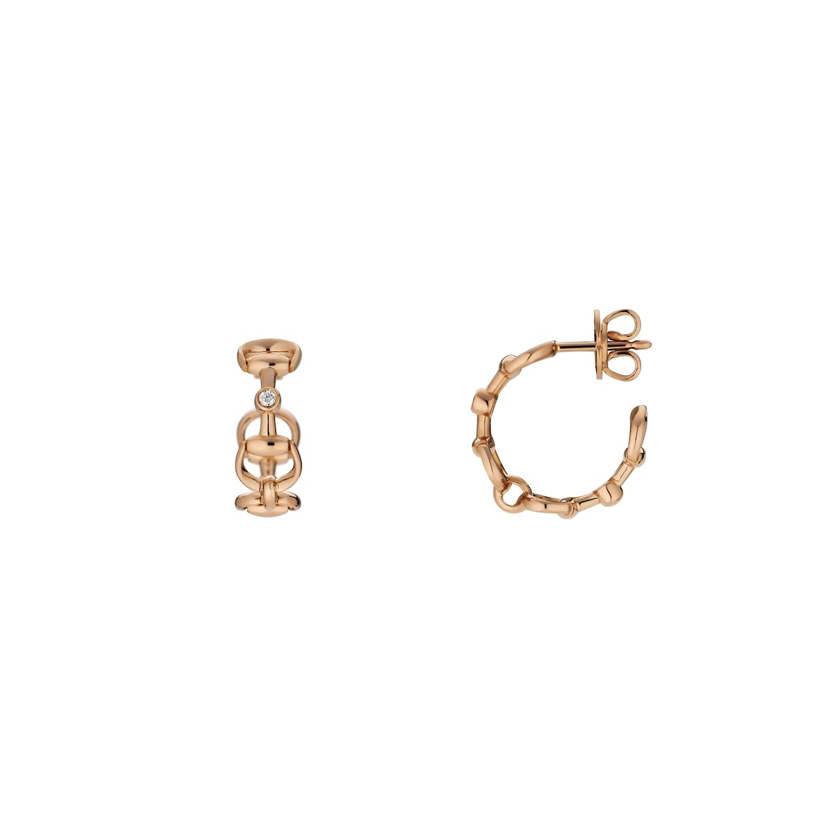Gucci Horsebit Diamond 18k Hoop Earrings