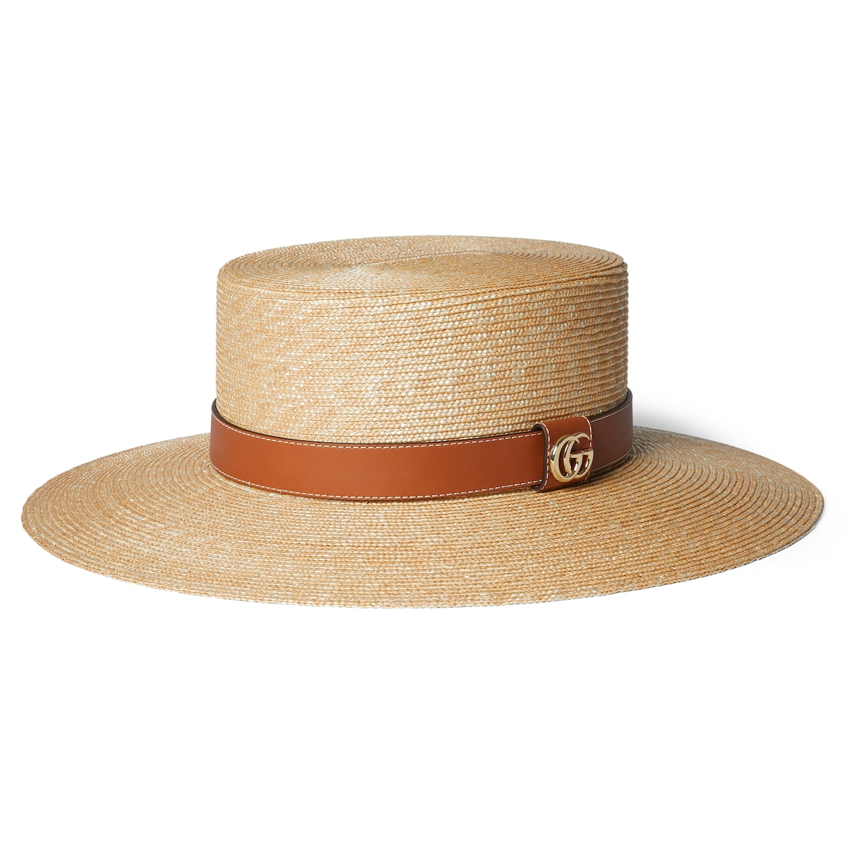 Gucci Straw Hat With Leather Detail