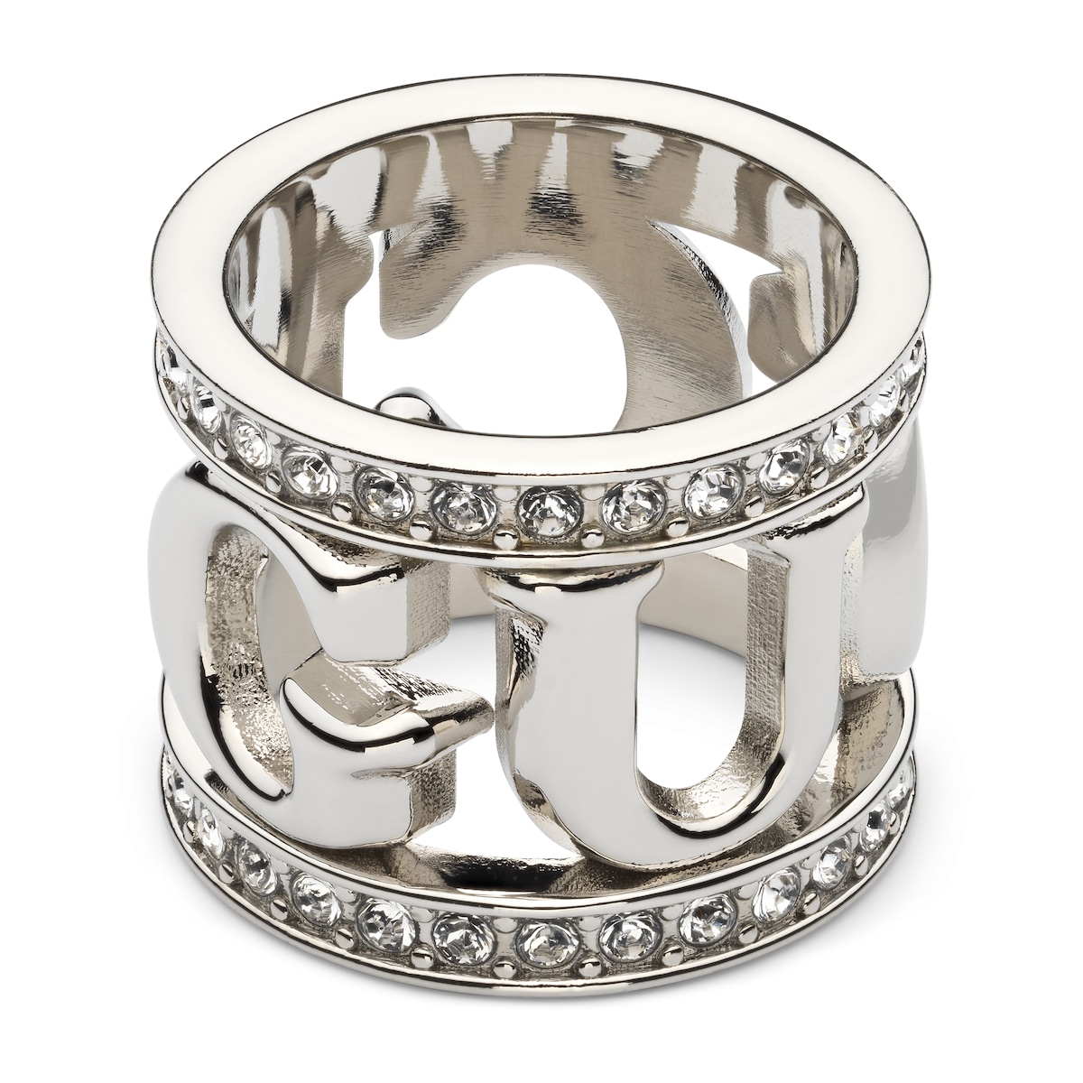 Gucci Logo Carré Ring With Crystals