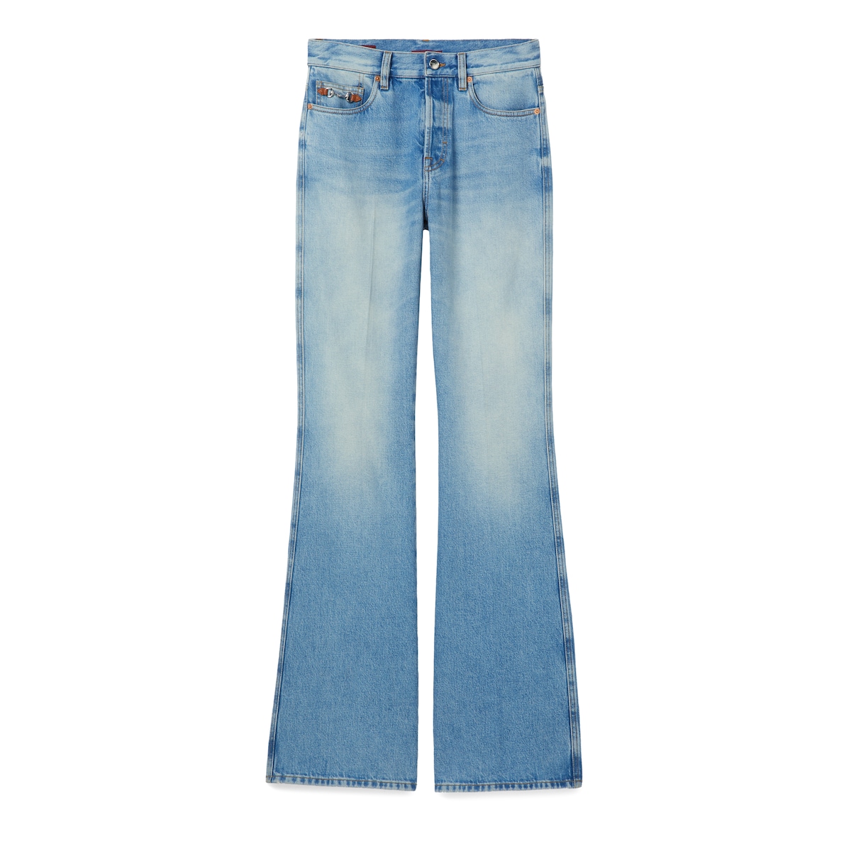 Flared Bleached Cotton Denim Pants Flared Bleached Cotton Denim Pants