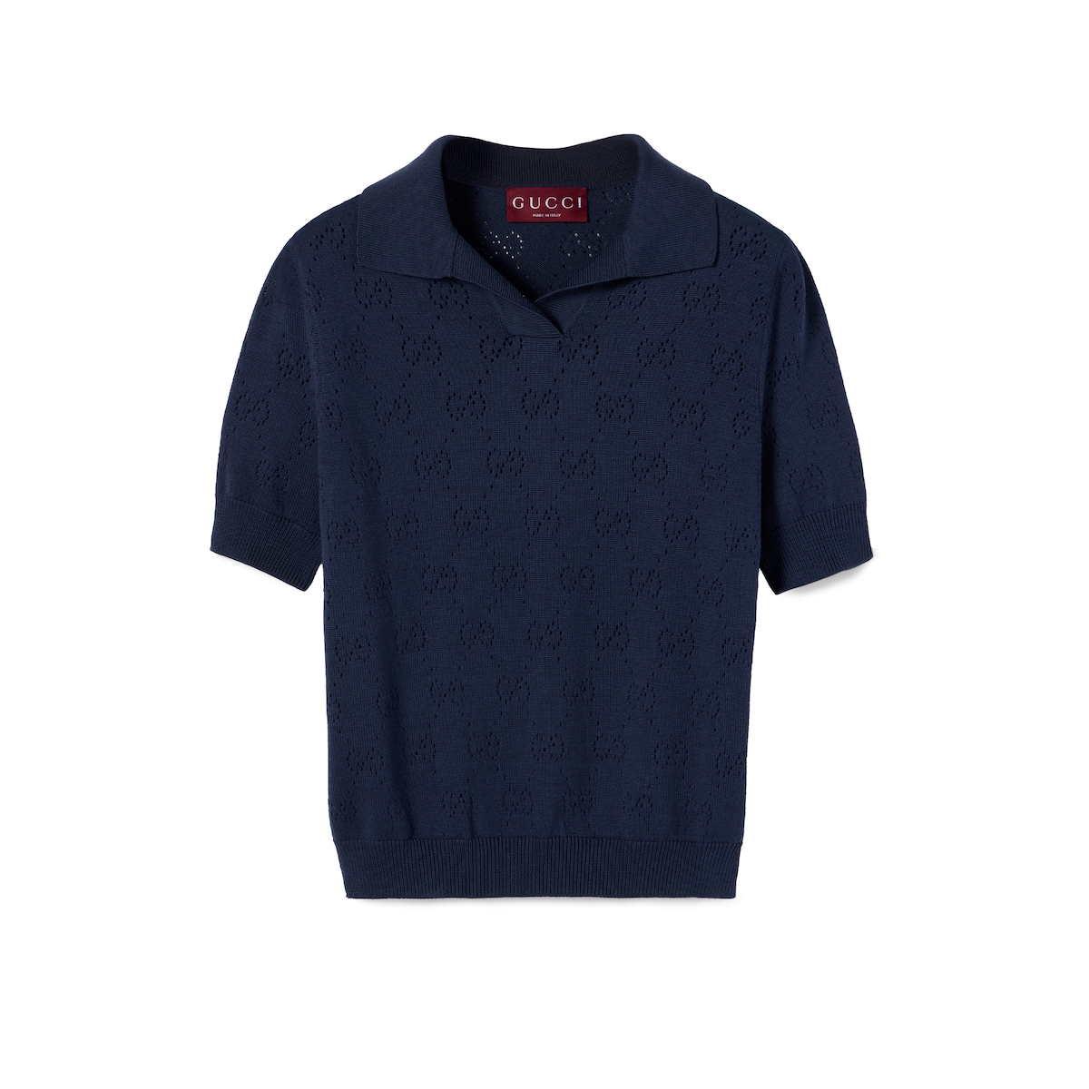 GG Pointelle Cotton Silk Polo Shirt GG Pointelle Cotton Silk Polo Shirt