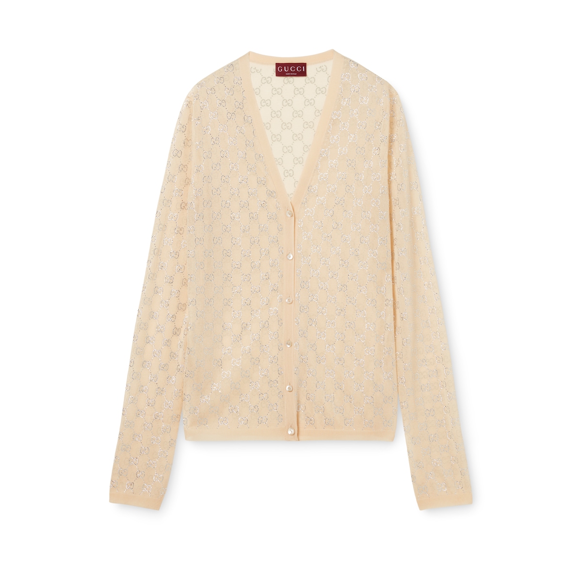 Fine Silk Cardigan With GG Crystals Fine Silk Cardigan With GG Crystals