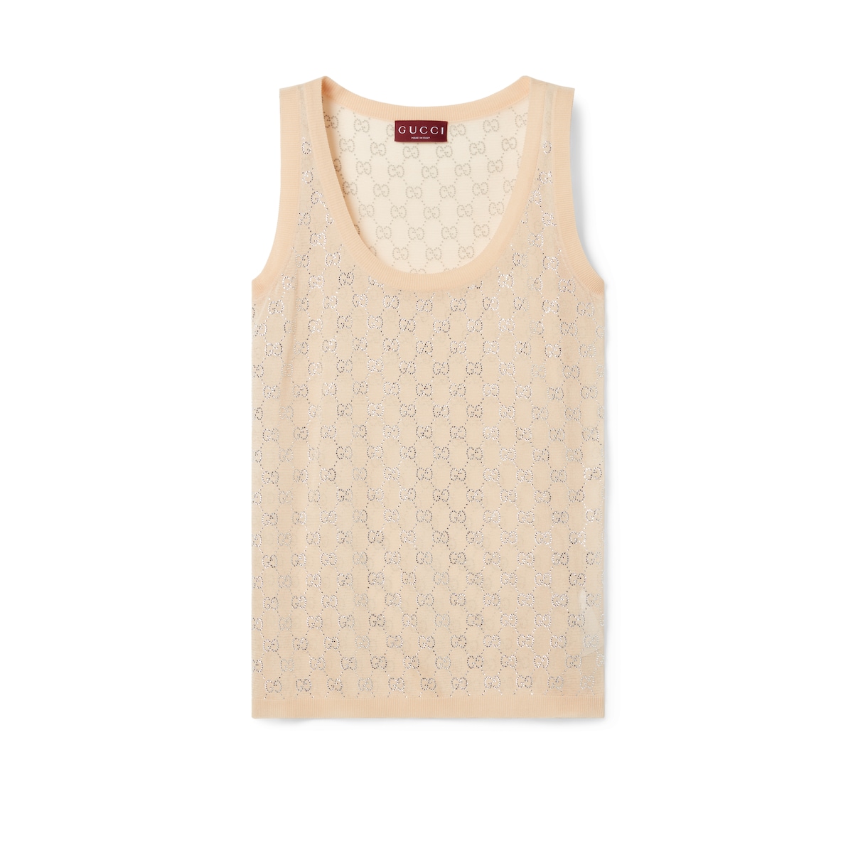 Gucci Fine Silk Tank Top With GG Crystals