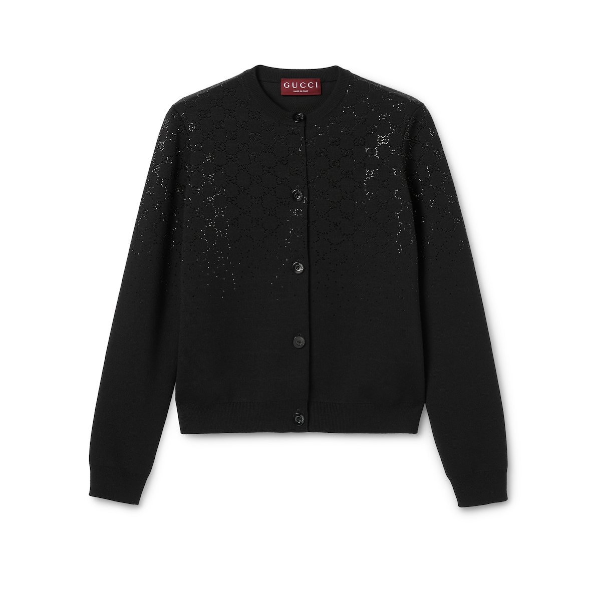 Fine Wool Cardigan With GG Crystals Fine Wool Cardigan With GG Crystals