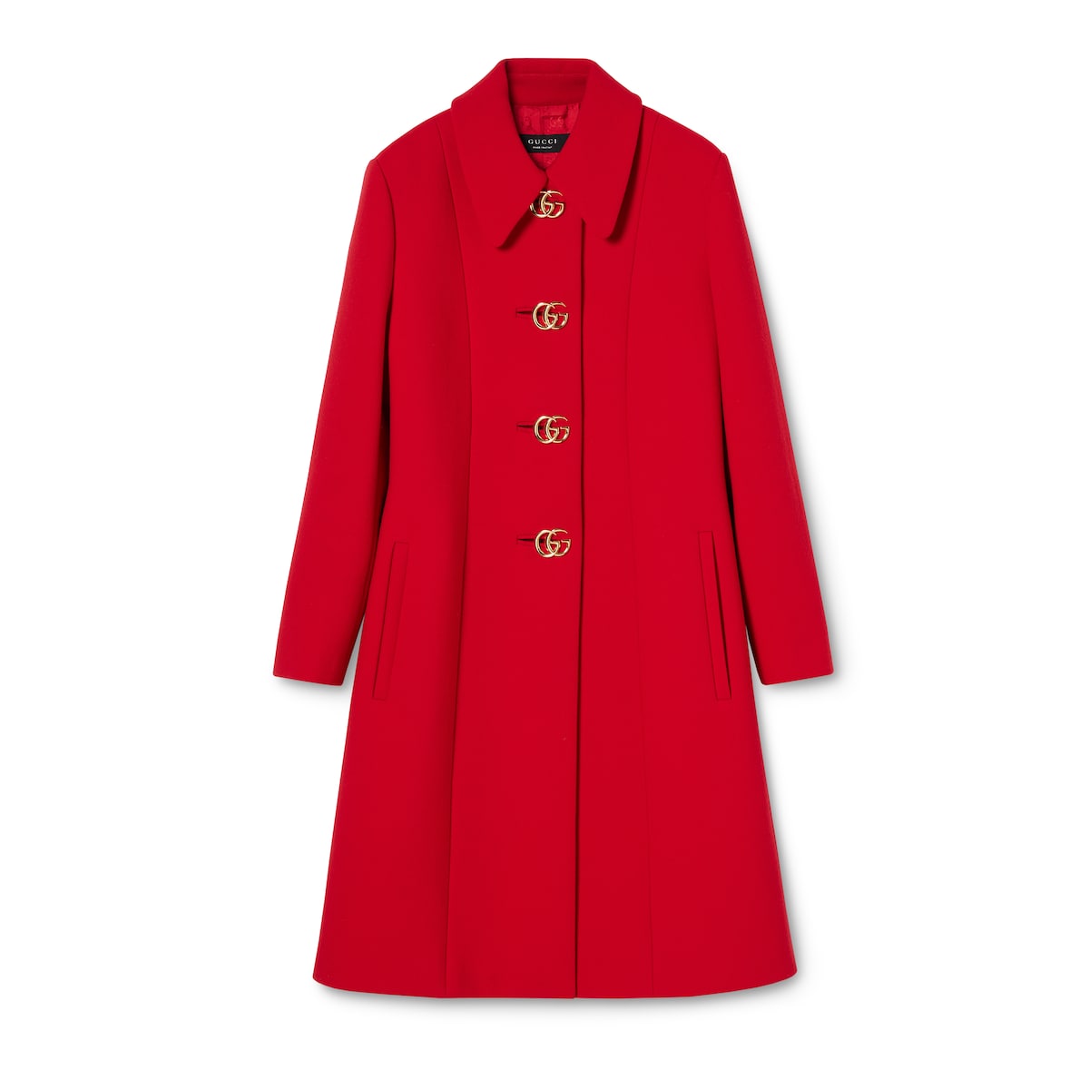 Gucci Wool Natté Coat With Double G Button