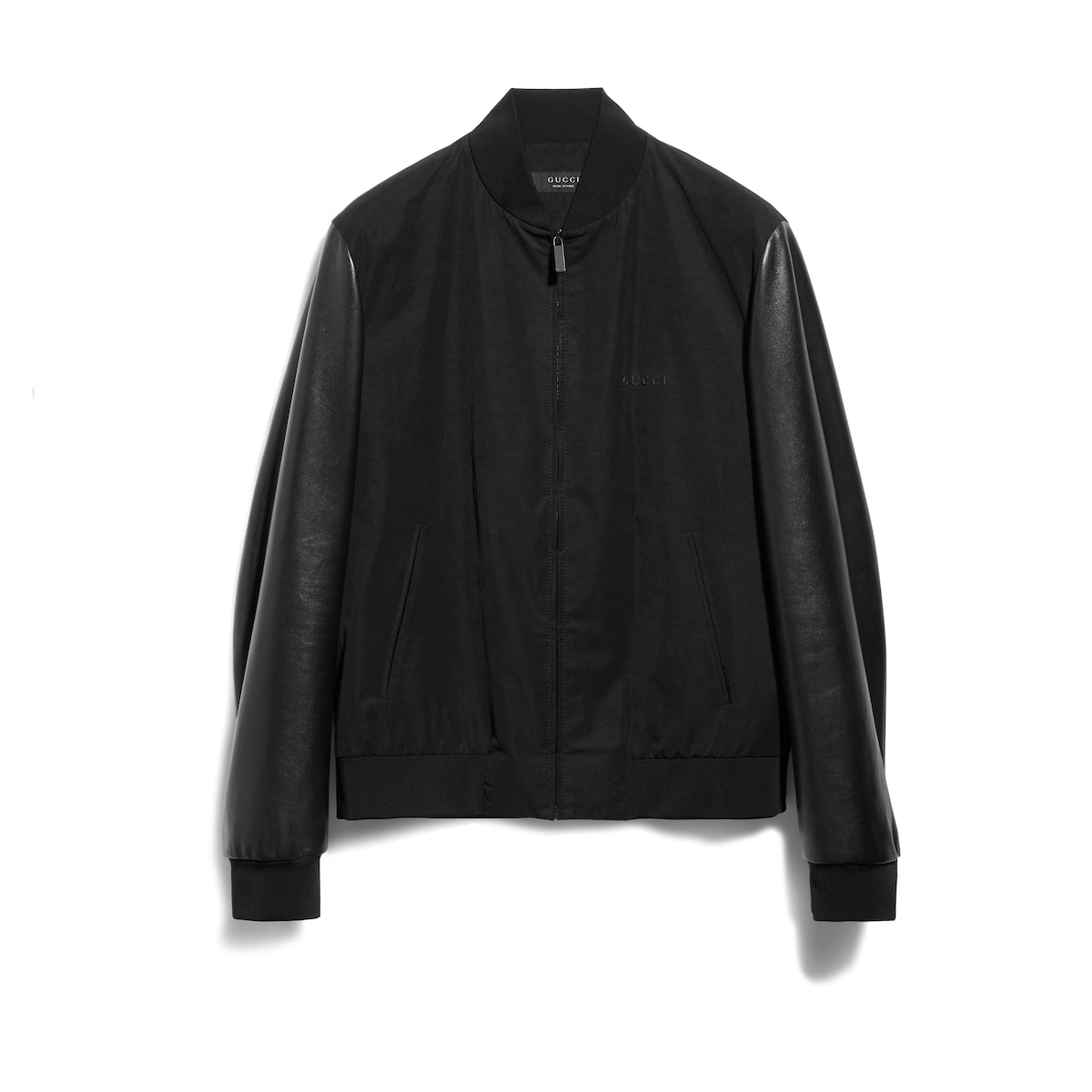 Gucci Fabric Bomber Jacket With Nappa Sleeves