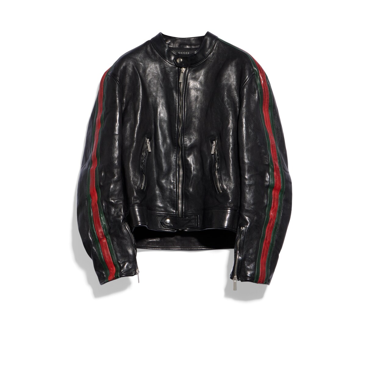 Gucci Buffalo Leather Biker Jacket With Web