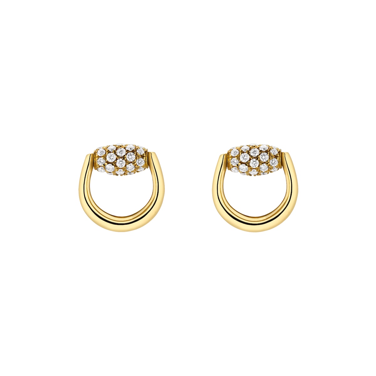 Gucci Horsebit Diamond 18k Stud Earrings