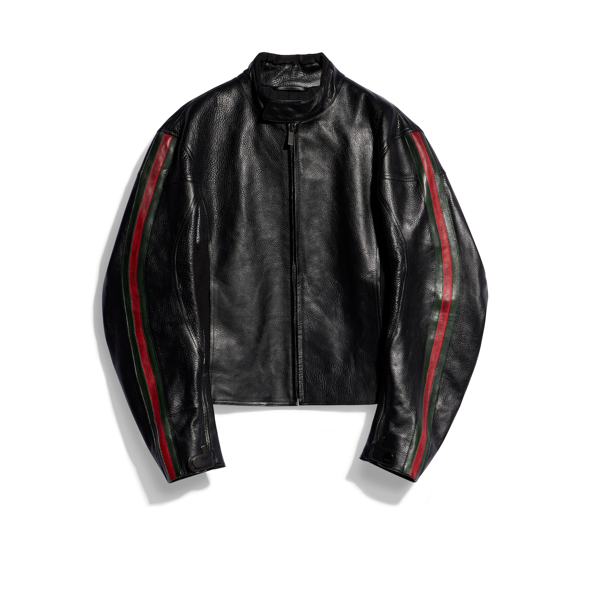 Gucci Leather Biker Jacket With Web Detail