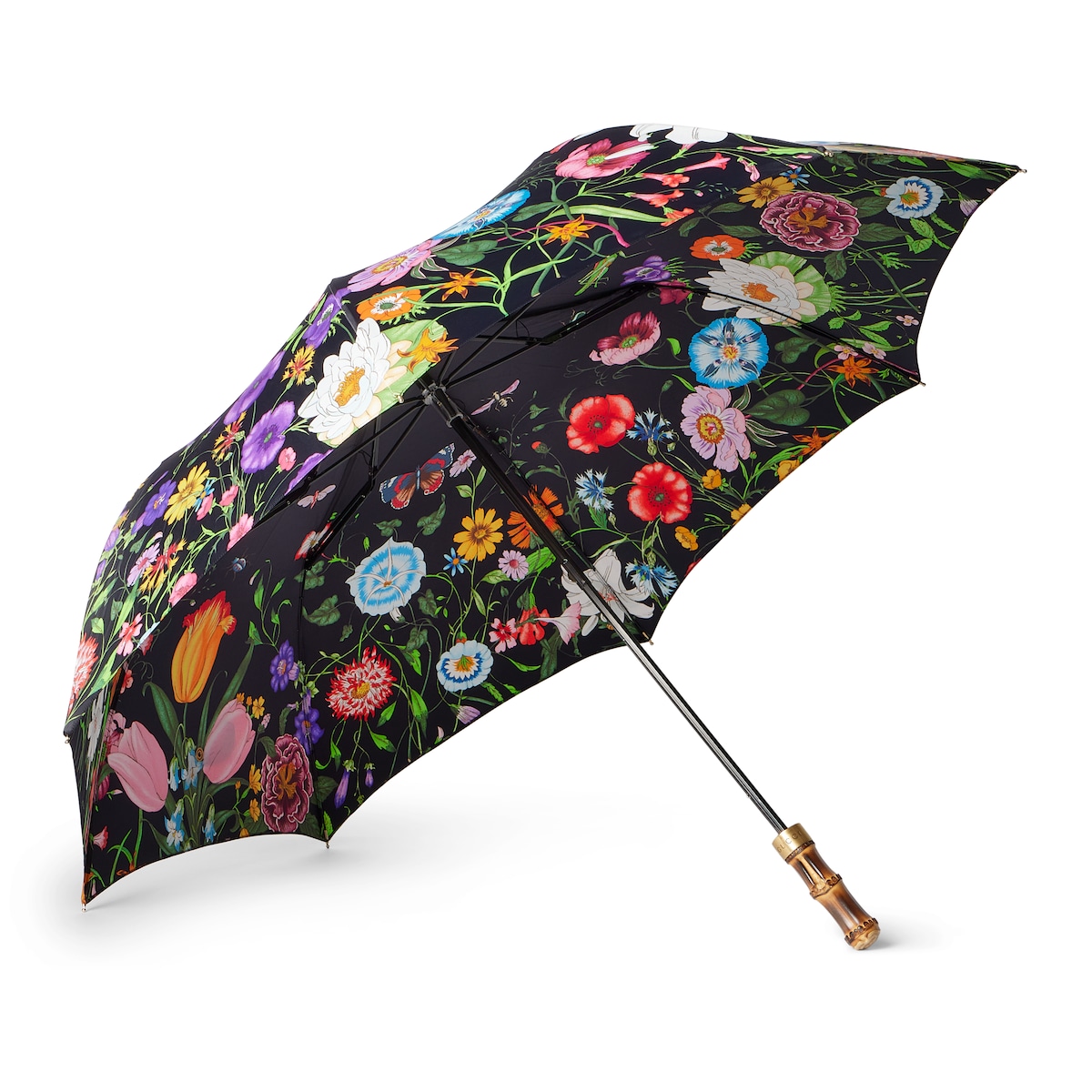 Gucci Nylon Foldable Umbrella With Gucci Flora Print