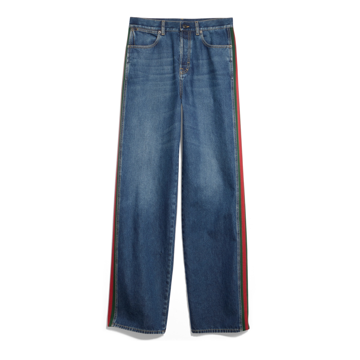 Gucci Cotton Denim Pants With Web Insert