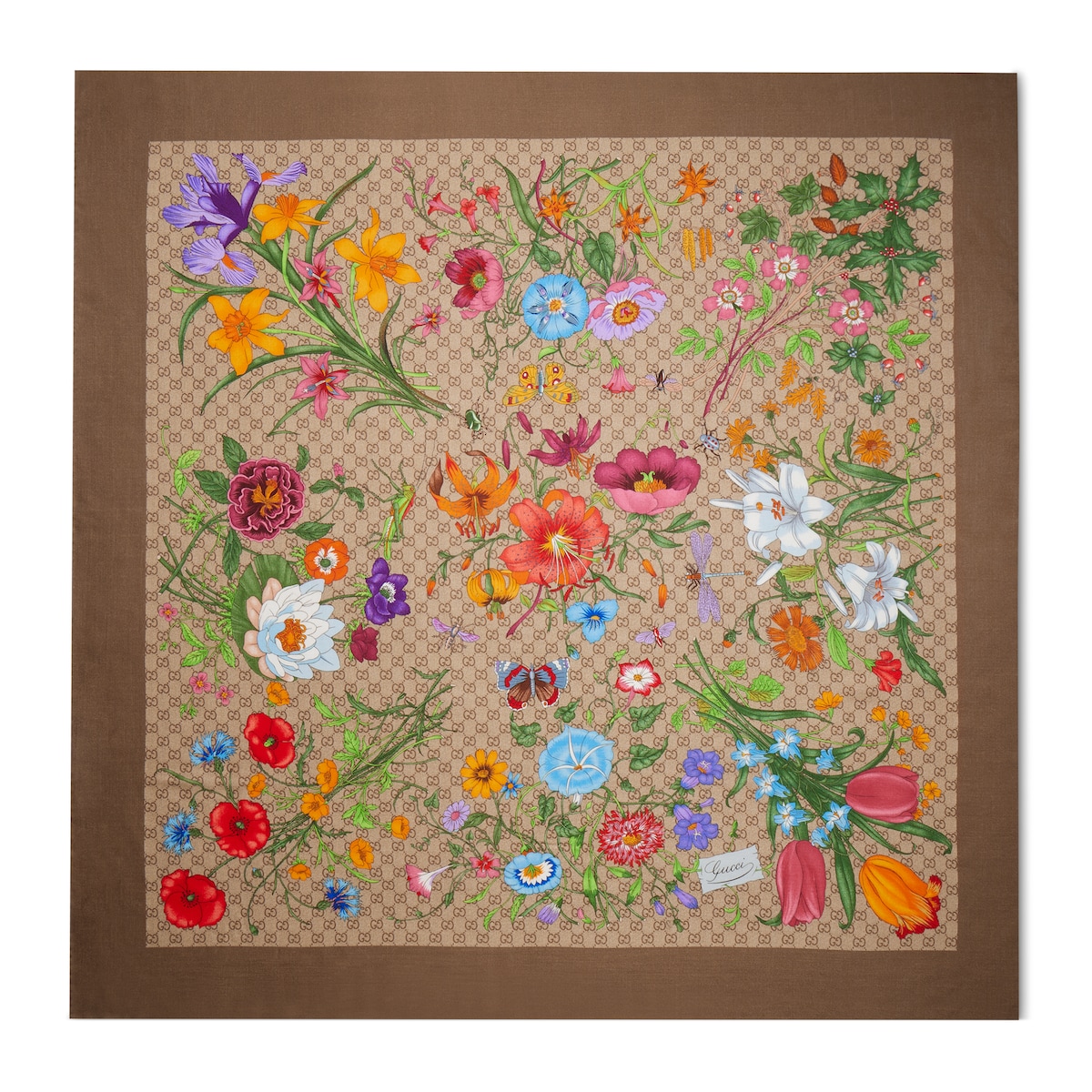 Printed GG Wool Silk Shawl Printed GG Wool Silk Shawl