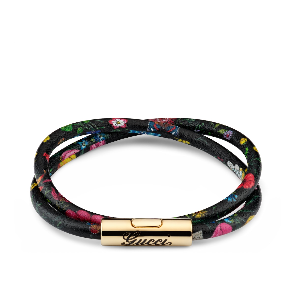 Gucci Leather Double Bracelet With Gucci Script