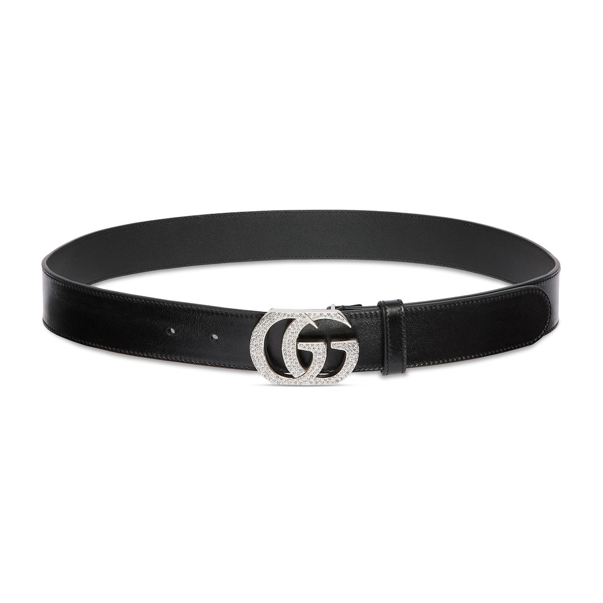 Gucci Belt With Double G Crystal Buckle
