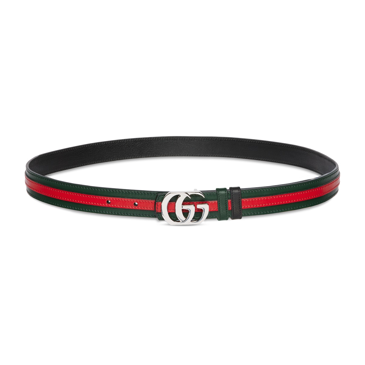 Gucci Reversible Thin Belt With Double G Buckle