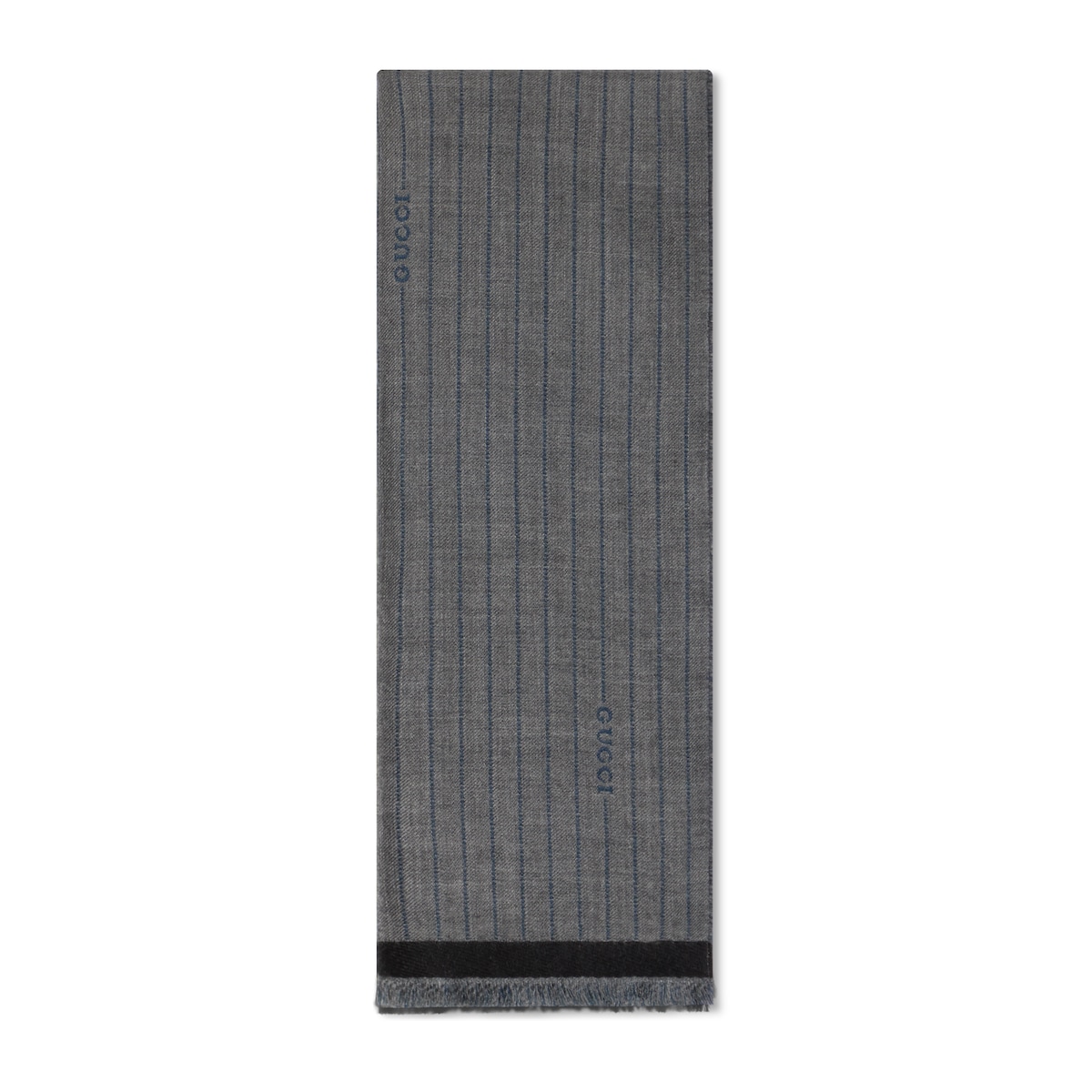 Gucci Pinstripe Wool Silk Scarf