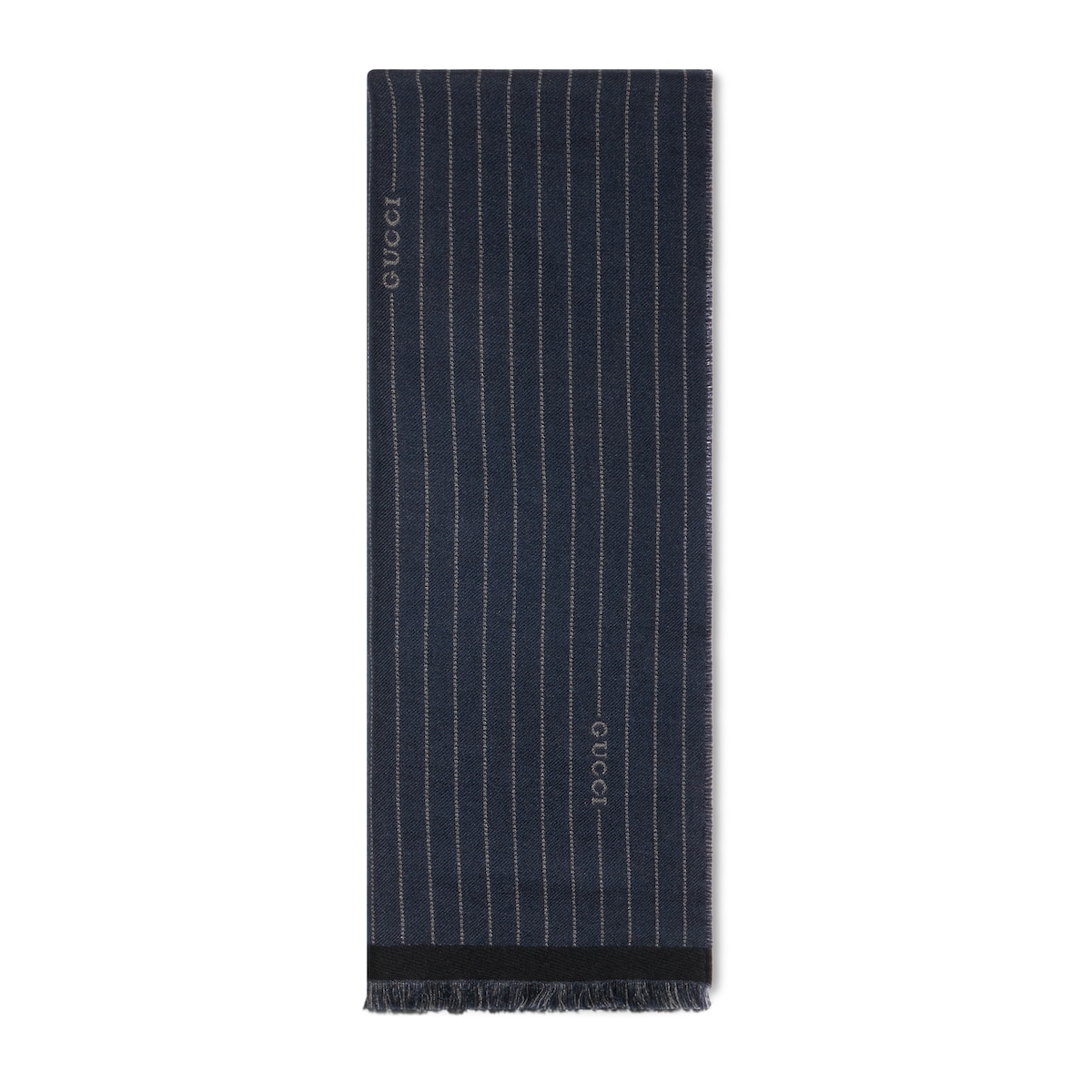 Gucci Pinstripe Wool Silk Scarf