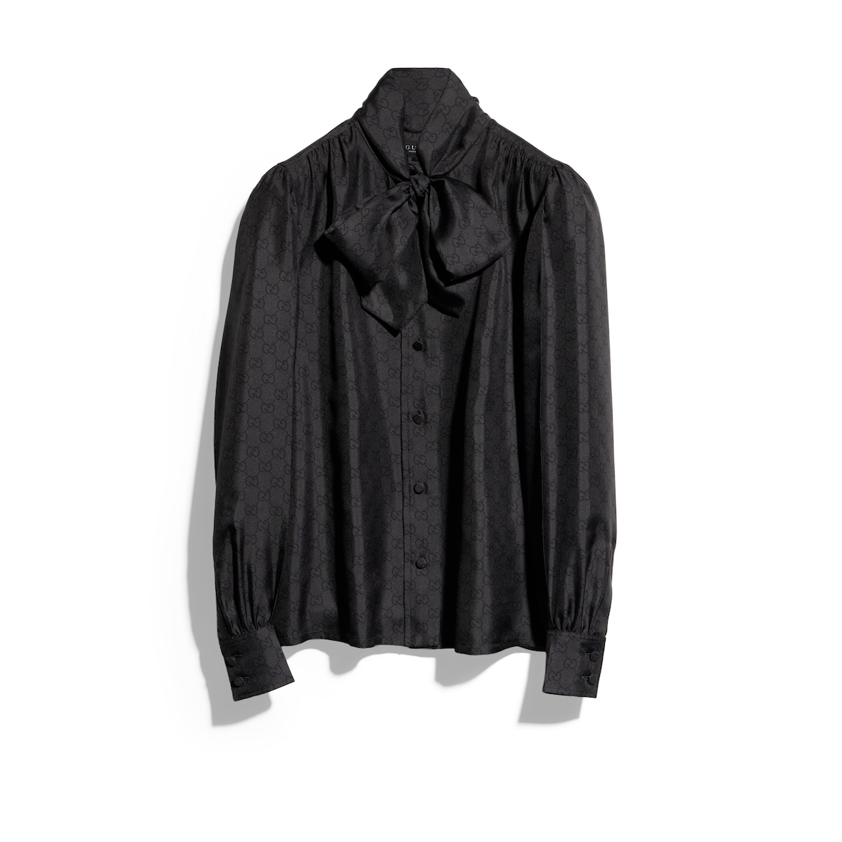 Gucci Printed Silk Twill Shirt With Bow