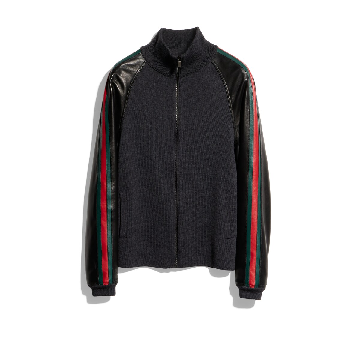 Gucci Fine Rib Wool Zip Jacket With Web
