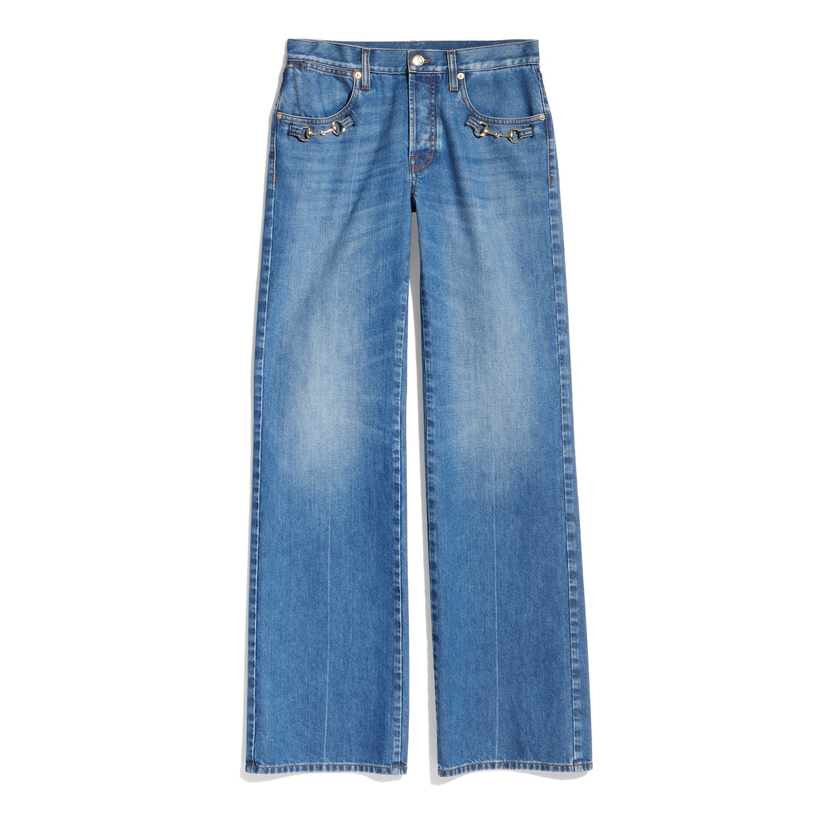 Bootcut Cotton Denim Pants With Horsebit Bootcut Cotton Denim Pants With Horsebit