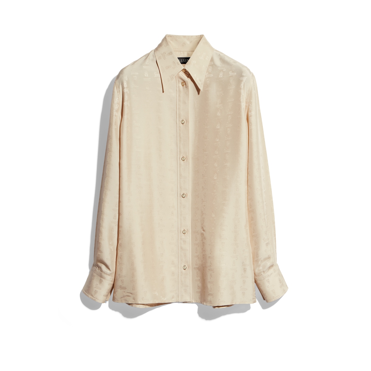Gucci Crest Silk Habotai Jacquard Shirt