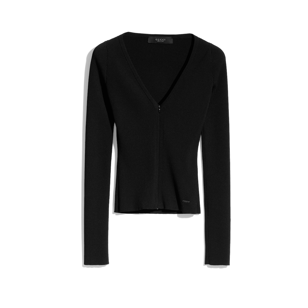 Gucci Rib Viscose Top Zip Cardigan