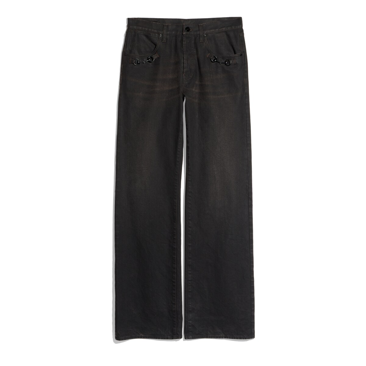 Gucci Flared Cotton Denim Pants With Horsebit