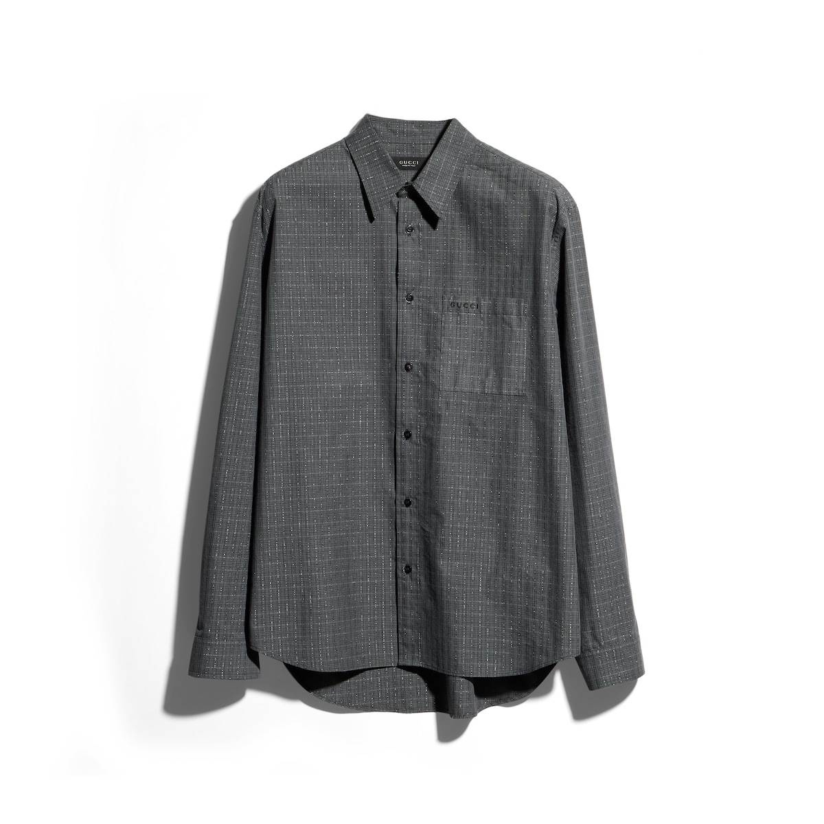 Check Cotton Lamé Shirt With Embroidery