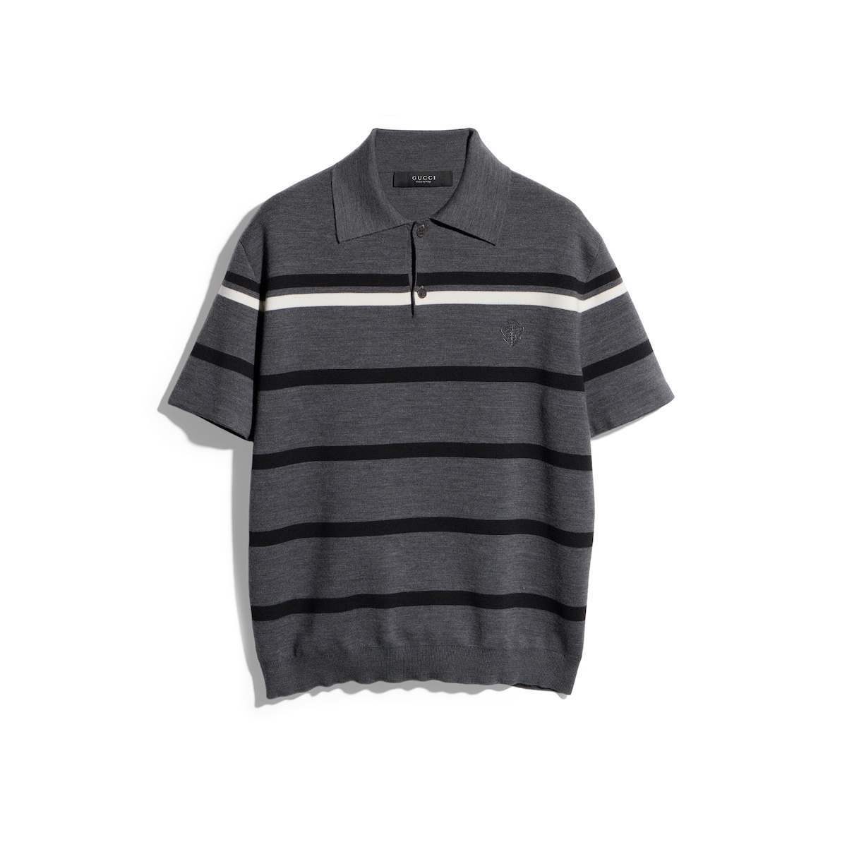 Gucci Striped Wool Polo Shirt With Embroidery